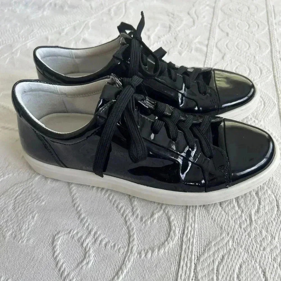 ECCO Soft 7 Womens Size 37 (US 6-6.5) Black Patent Leather Casual Sneakers Shoes - Picture 14 of 14